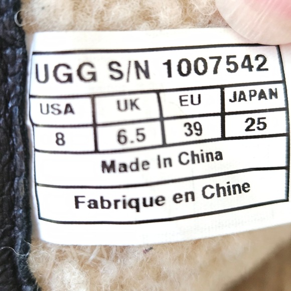 UGG Chaney Black Leather Waterproof Moto Boots Shearling Lined 1007542 Womens 8 - Picture 9 of 12